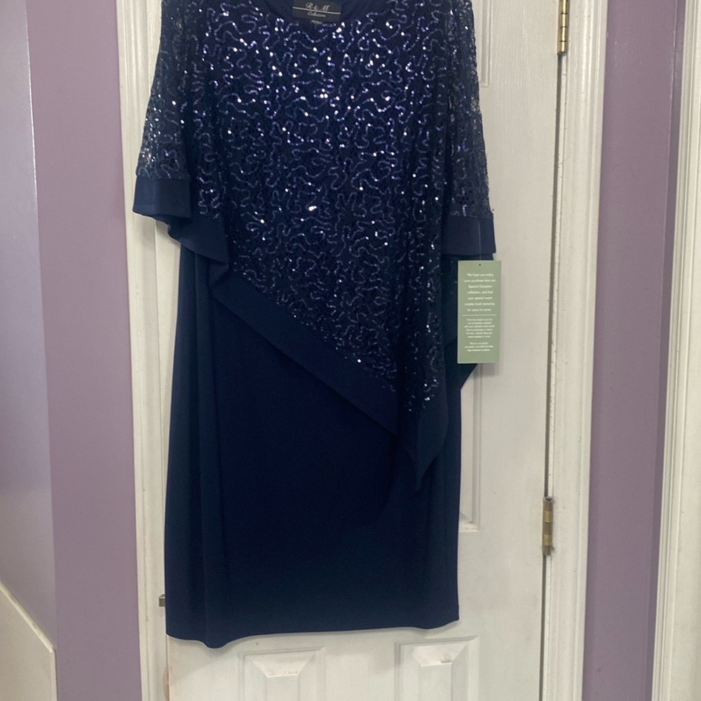 Elegant Navy Blue Sequin Dress
